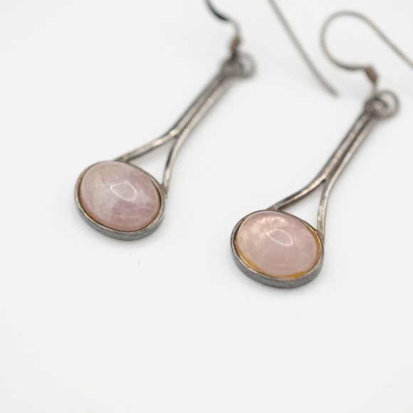 Rose Quartz Dangling Earrings SO CUTE 🙌🏻✨⏰💭🤝⌛️ BOHEMIAN - Picture 3 of 9